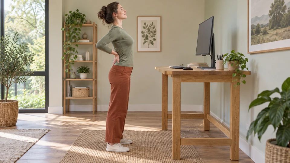 Open the chest gently with a small upper-back extension.