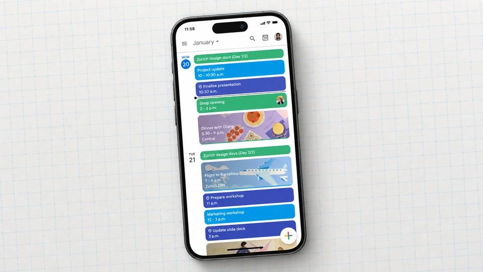 Google Calendar: Get Organized displayed on a phone.