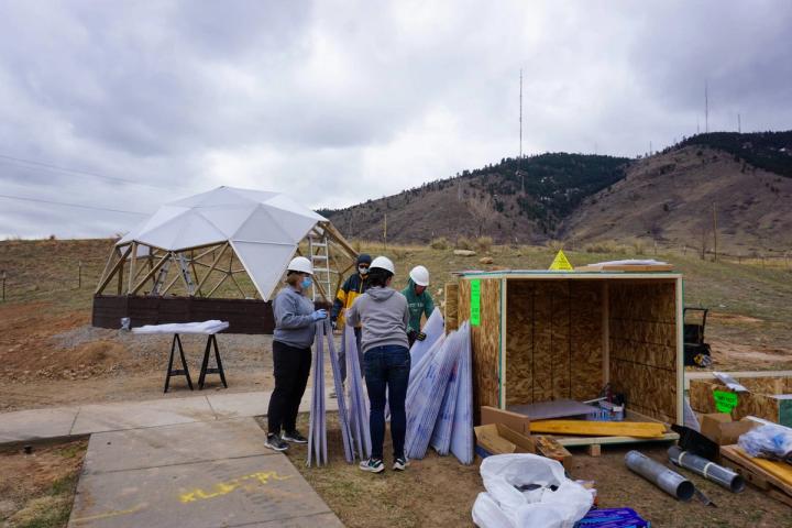 Uboxing 22' Growing Dome Shipping Crate at the Coloado  School of Mines