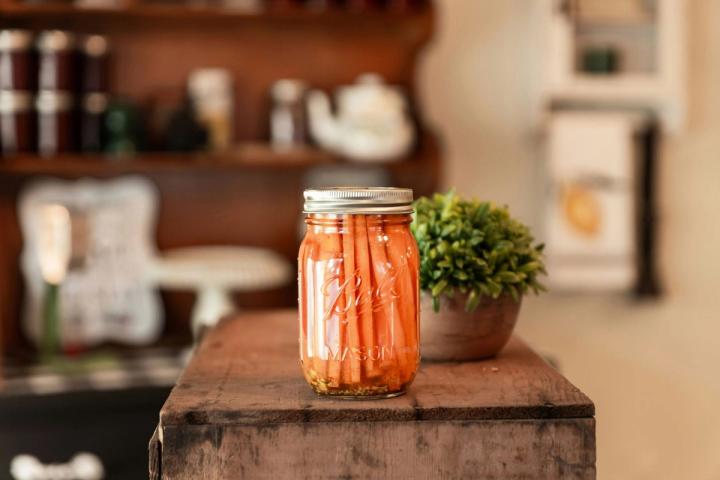 canning mason jar of carrots