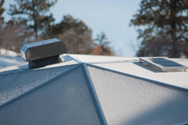 Growing Dome Greenhouse solar powered exhaust fan