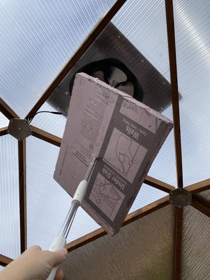installing rigid foam to attic fan