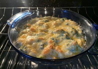 broccoli casserole baking in oven