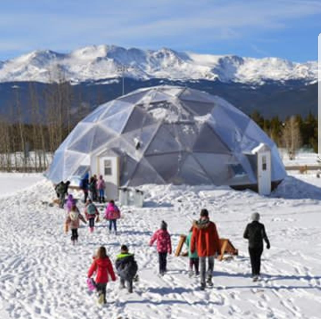 Community Growing Dome Greenhouse in Winter