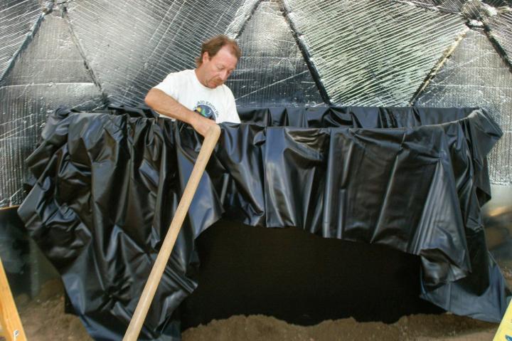 installing the pond liner