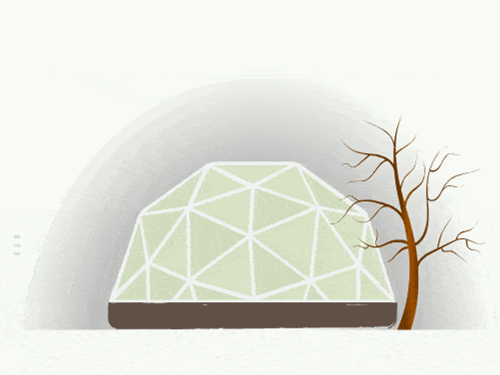 wind blowing over a Growing Dome greenhouse