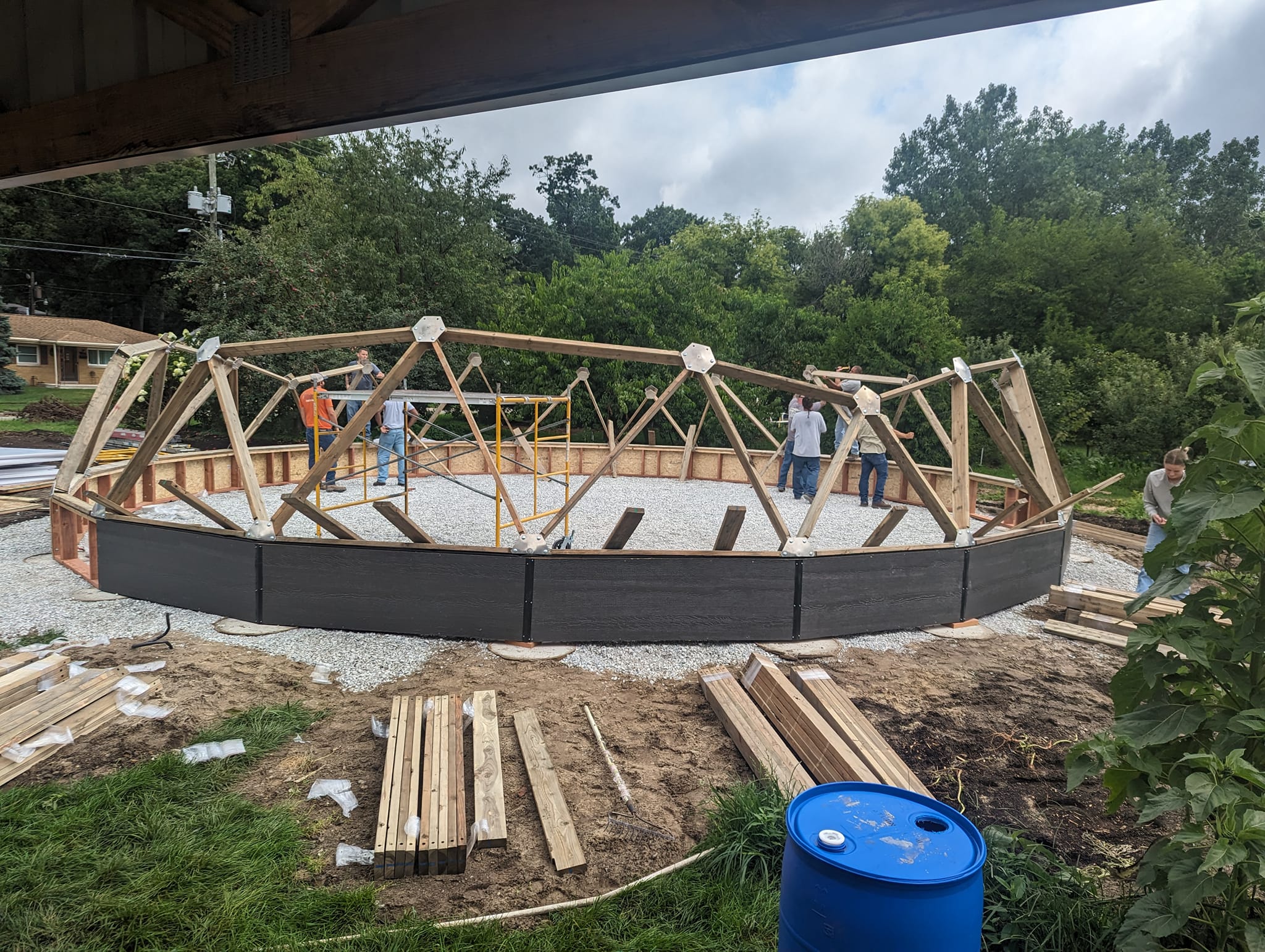 Growing Dome greenhouse under construction in rural Indiana