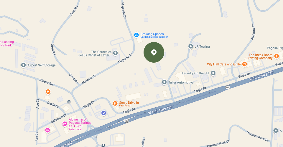 A map with the pin of Growing Spaces location