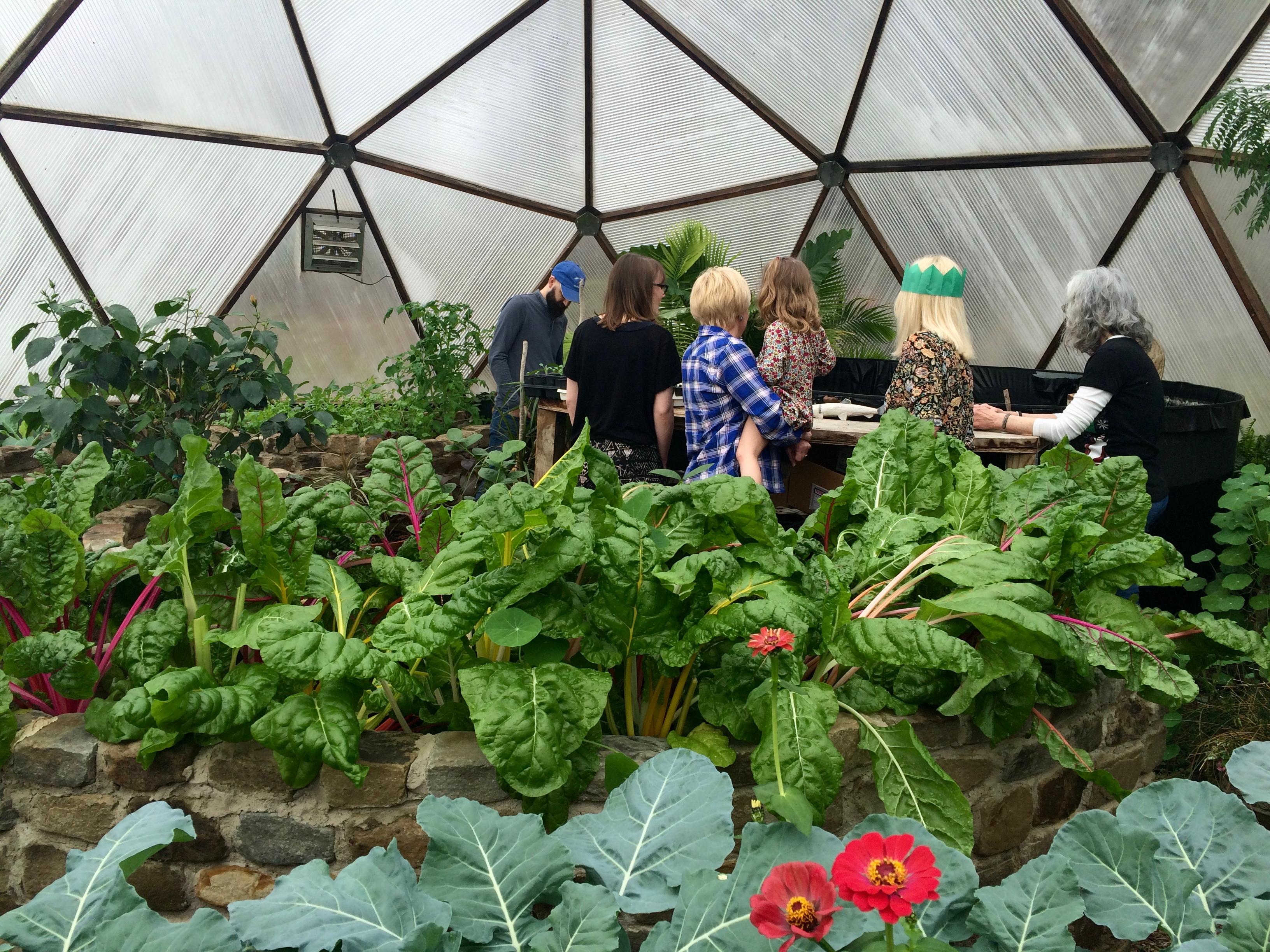 Friends sharing produce from a Louisiana Growing Dome