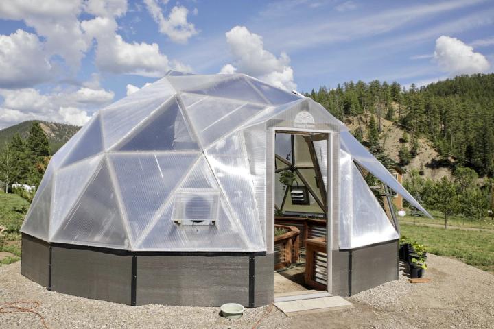 Backyard greenhouse in the fall