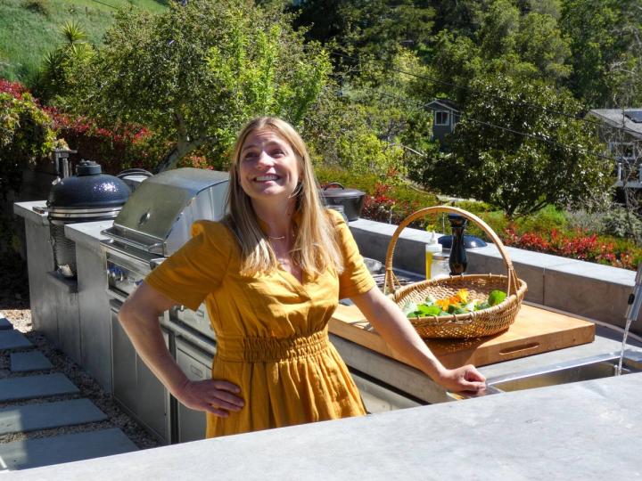 Angela Preparing to Make Pesto