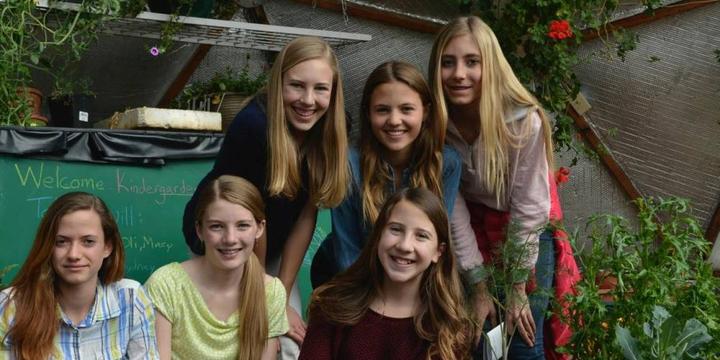 young girls in their geodesic greenhouse in telluride Colorado