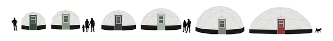 Graphic of 6 Growing Dome sizes