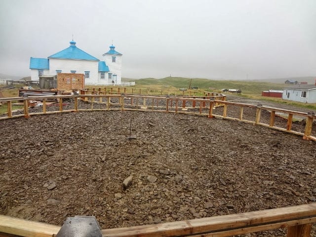 the domes on Umnak Island in progress assembly