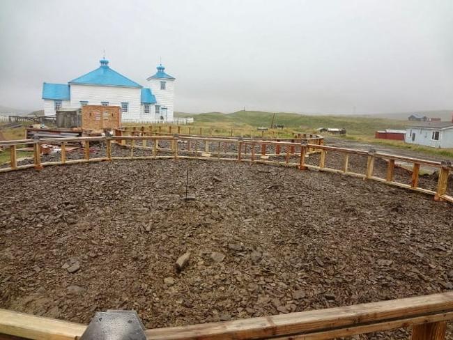 the domes on Umnak Island in progress assembly