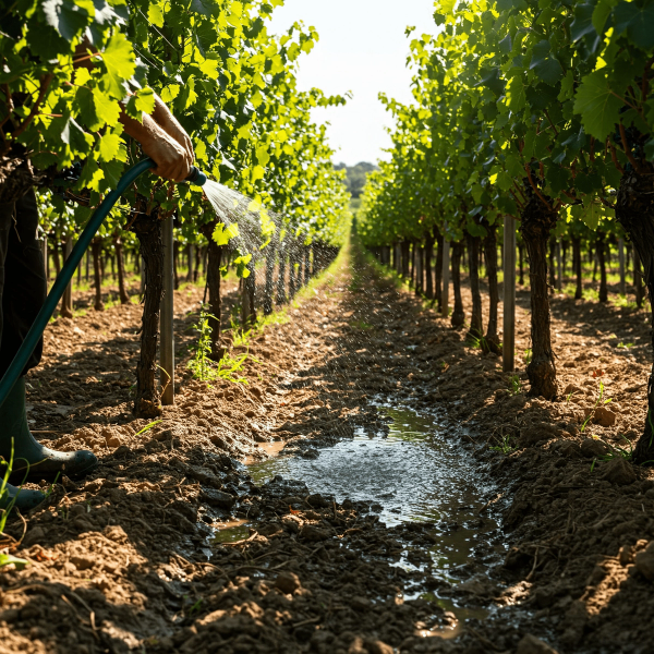 Watering grapevines