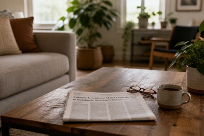 newspaper on a coffee table with glass in a well lit room