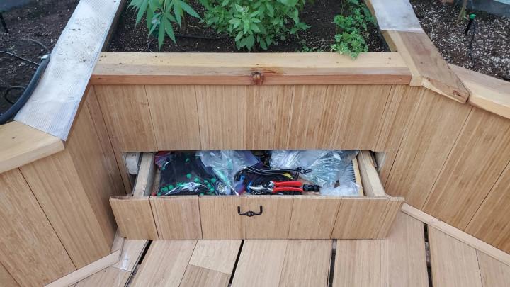 custom storage inside automated greenhouse