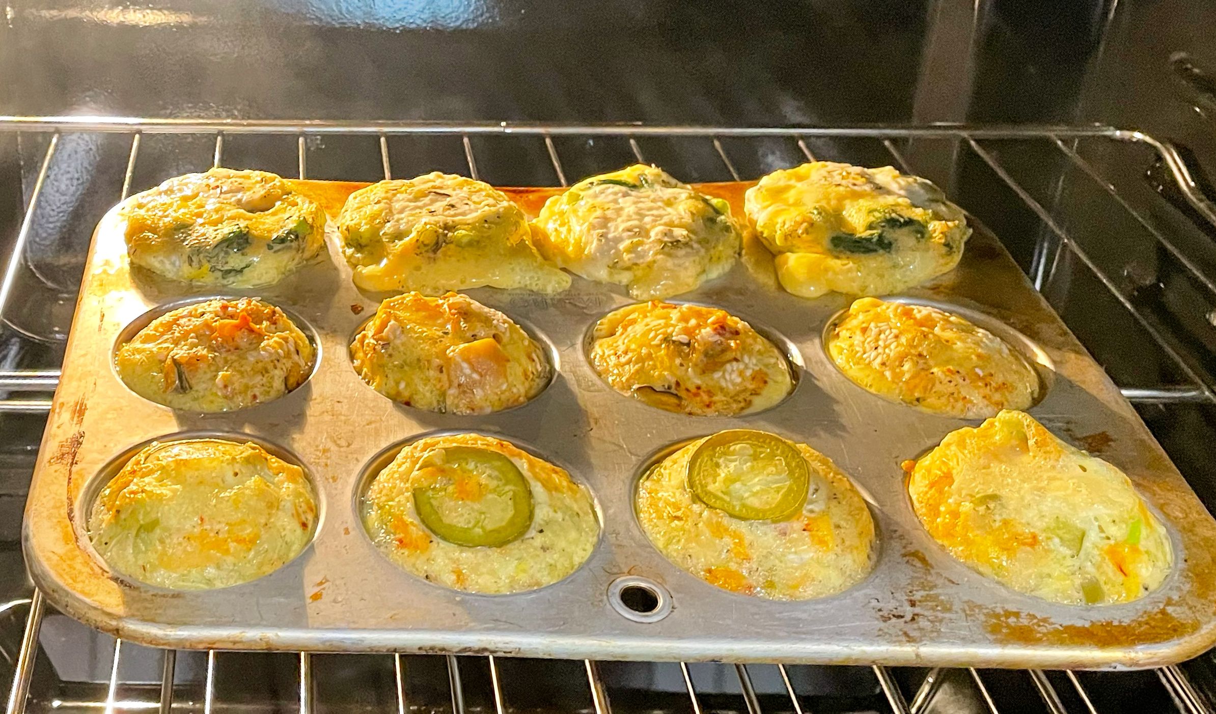 egg muffins baking in the oven