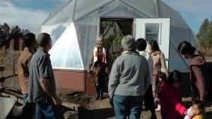 Growing Spaces co-founder Puja showing the Shumei visitors the 22' Growing Dome