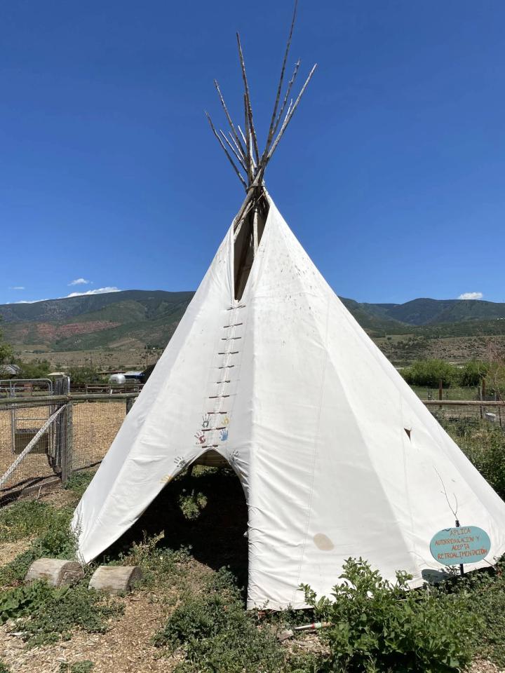 John Denver's handprints on a teepee at The Farm Collaborative in Aspen