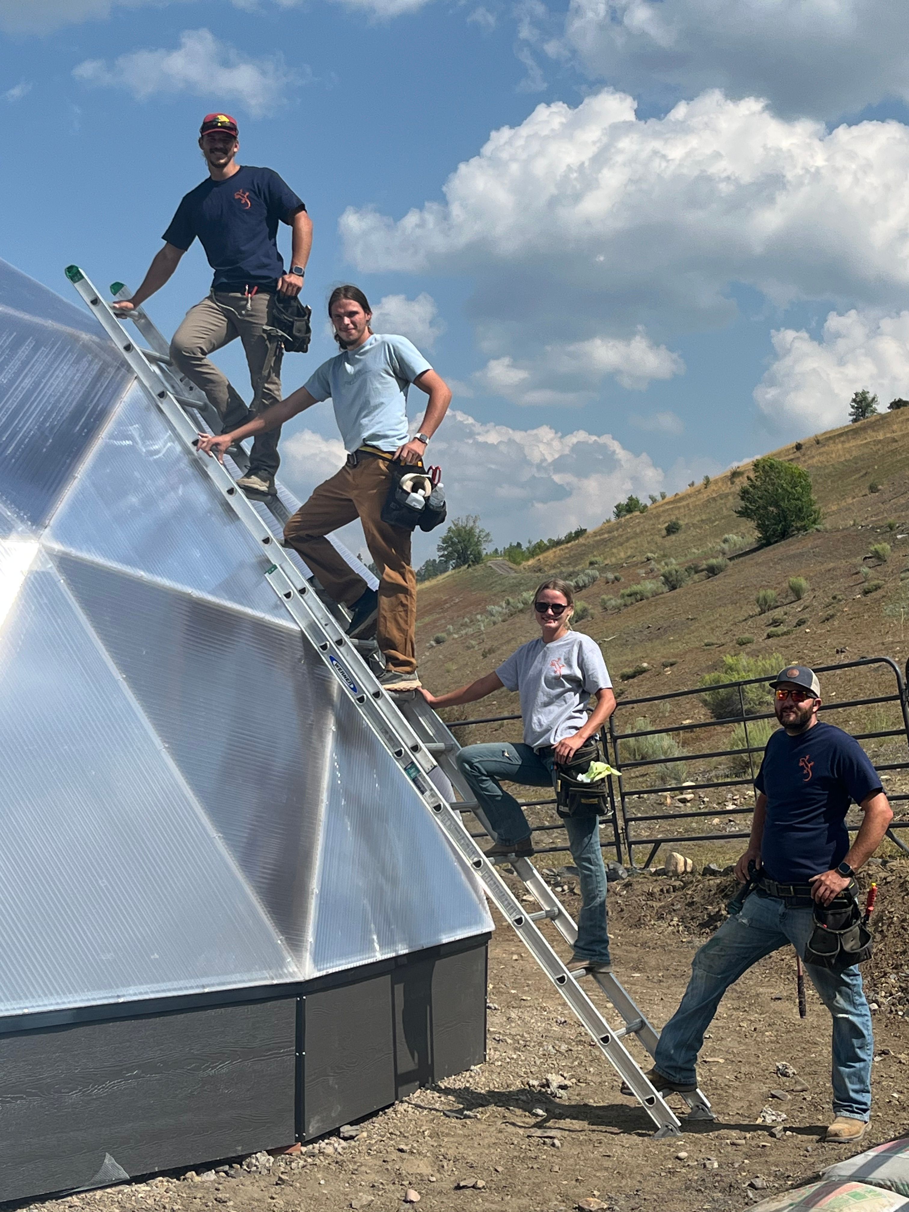 growing dome installation crew at work