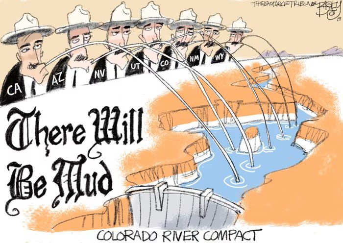 Cartoon depicting water usage by western states