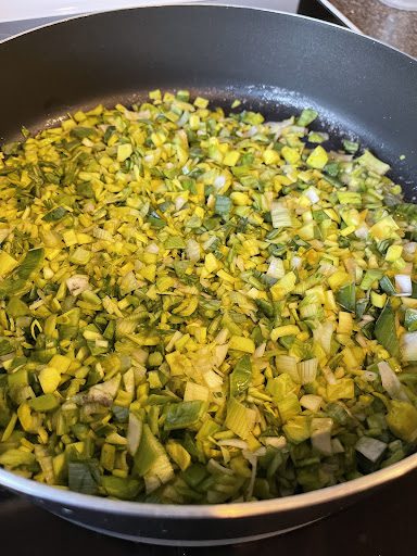 sautéing leeks