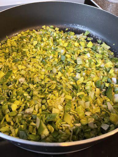 sautéing leeks