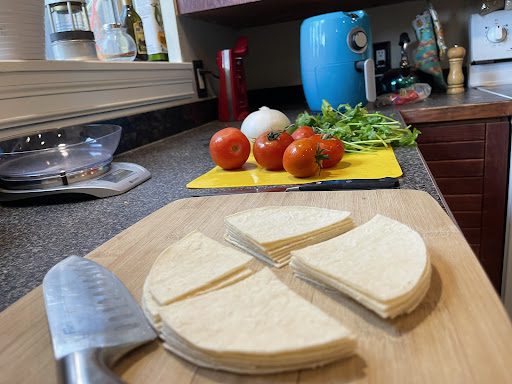 cut up tortillas ready to be made into chips