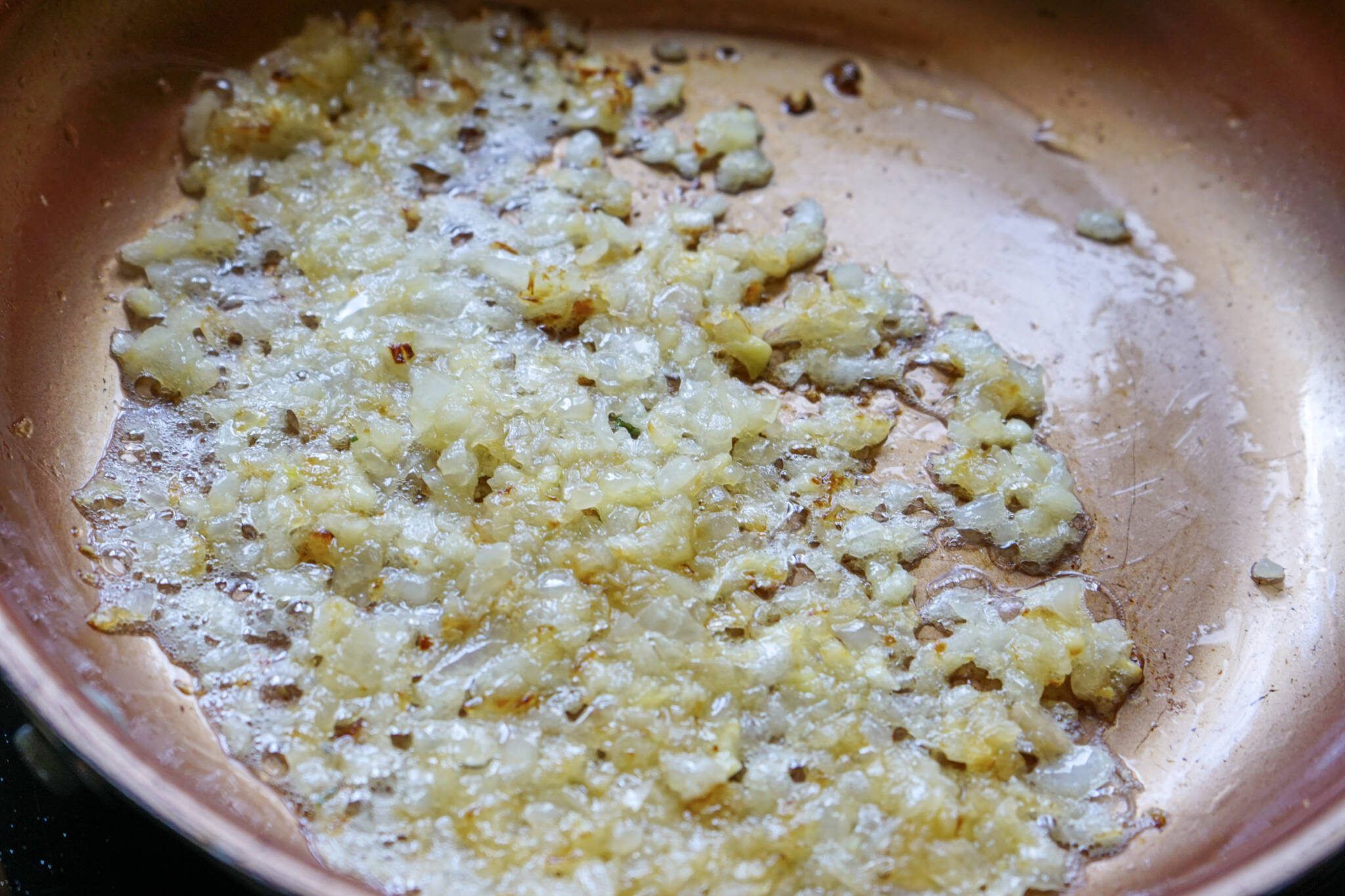 sauteeing onion and garlic