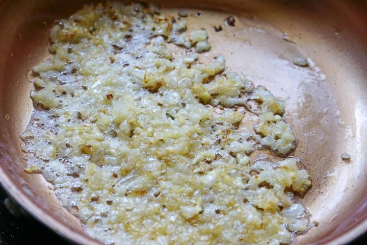 sauteeing onion and garlic