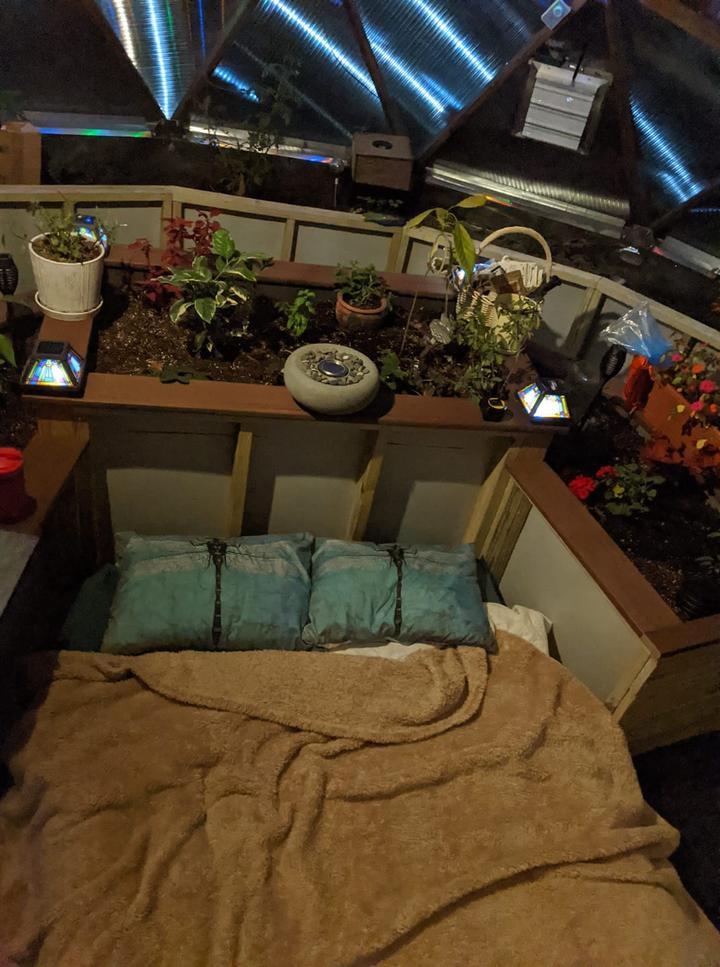 glamping inside the beautiful greenhouse