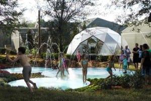 Growing Dome greenhouse as part of an Epcot inspired backyard