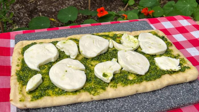 nasturtium pesto flatbread