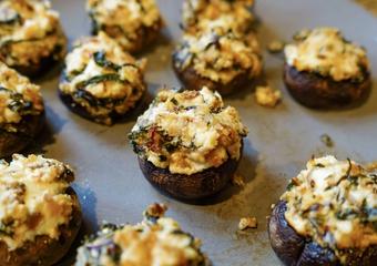 Swiss Chard and Goat Cheese Stuffed Mushrooms
