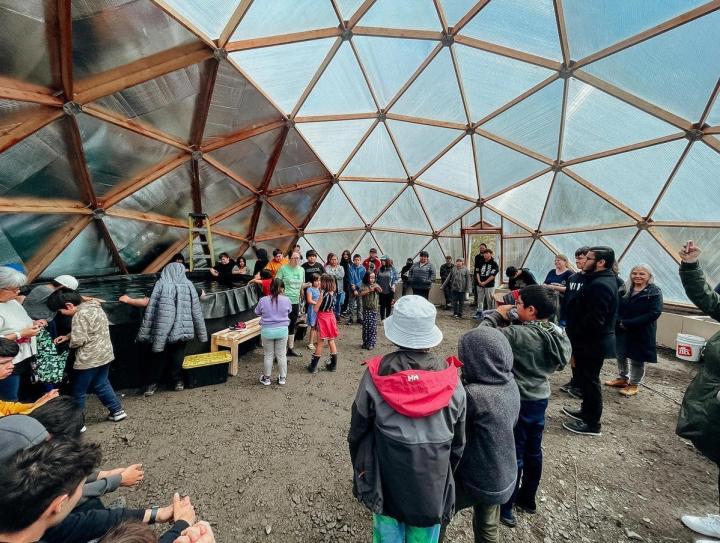 Community gathering at Green Iglu's project in Lax Kw’alaams