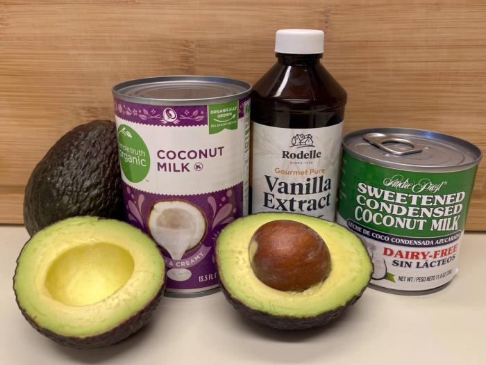 Ingredients for Dairy Free Avocado Ice Cream