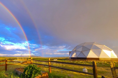 Large growing dome in double rainbow prairie