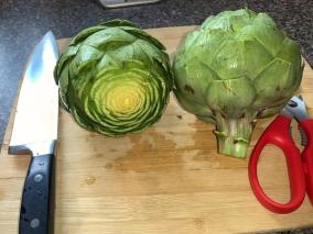 prepping instapot artichoke