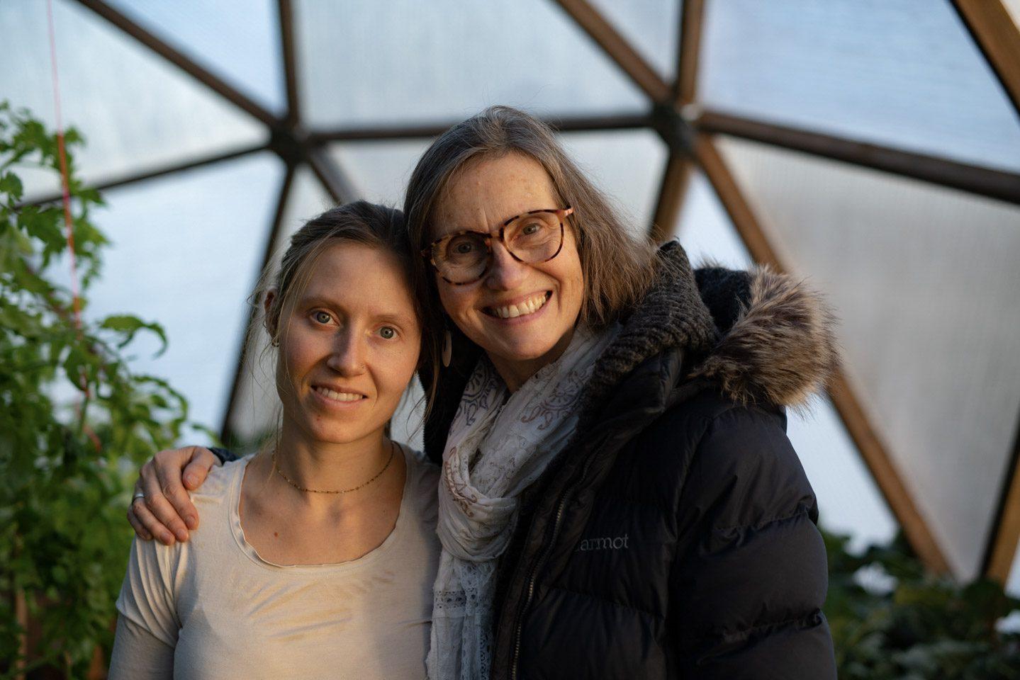 Family time inside a Northeast Growing Dome greenhouse