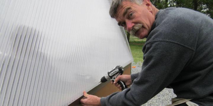 Installing polycarbonate onto a 33' Growing Dome