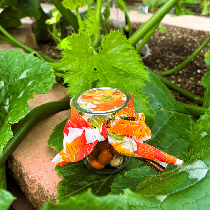 spice covered almonds in a decorative jar