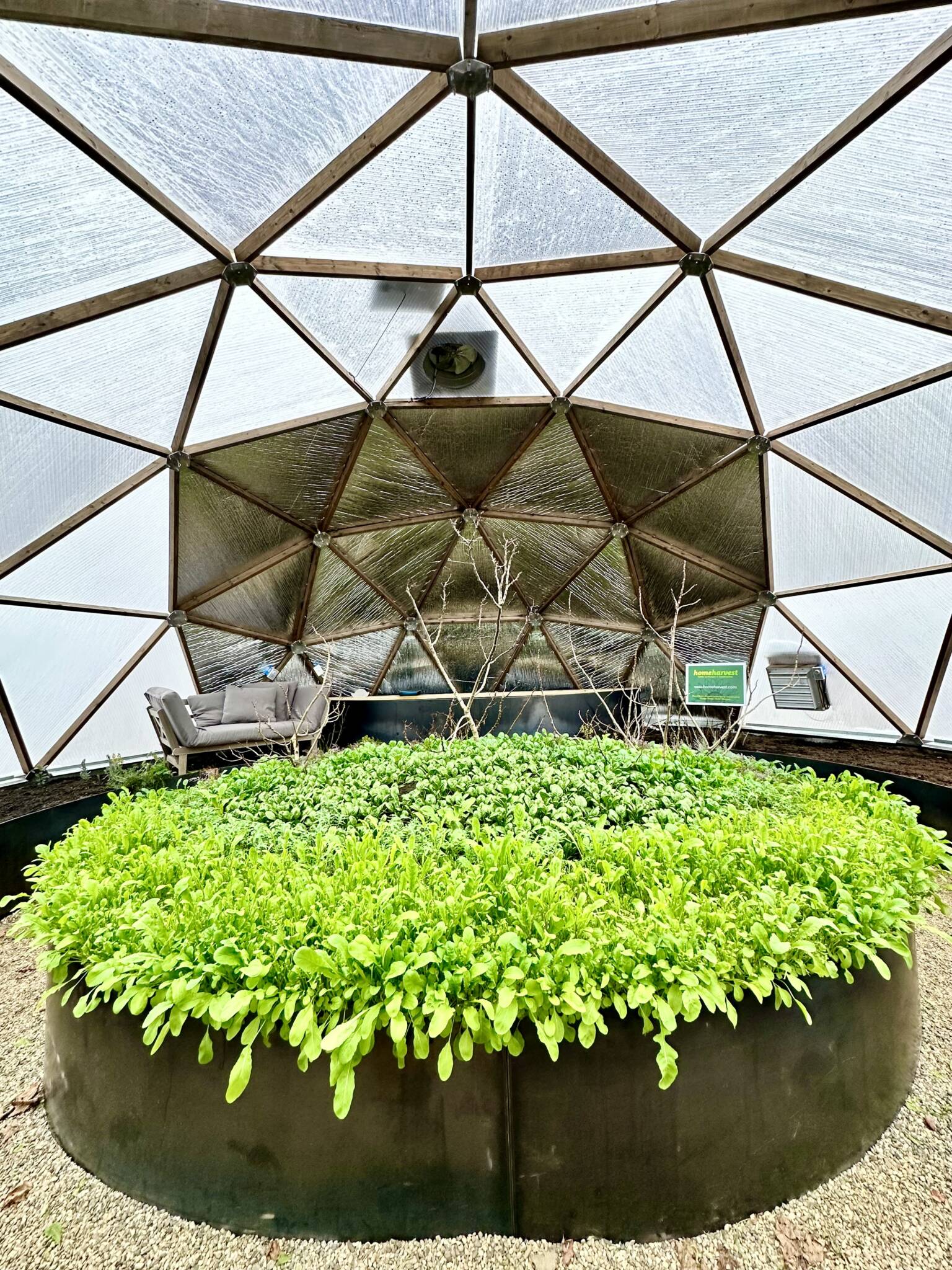 Center bed in a Growing Dome greenhouse