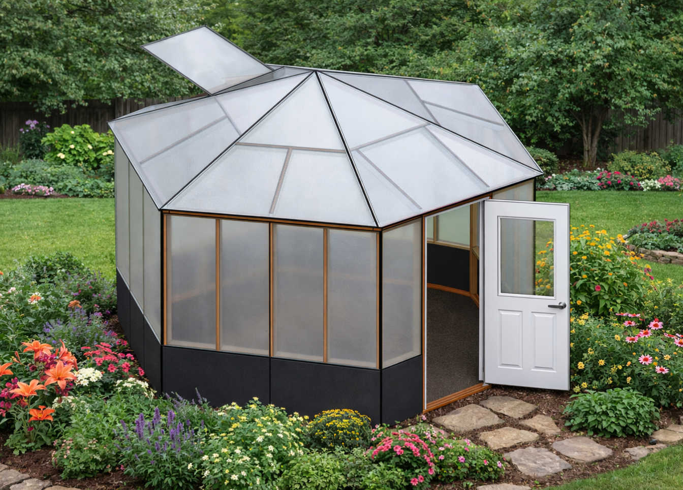 Rendering of a hexagon greenhouse