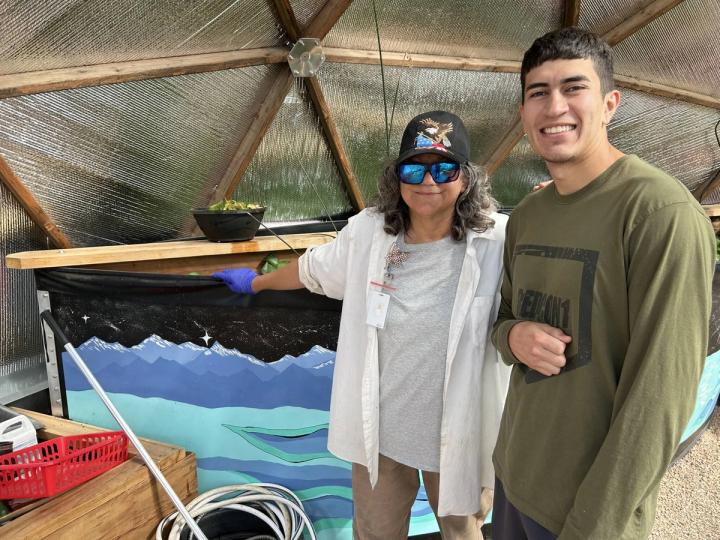 Justin and Alicia in the Growing Dome greenhouse for veterans at the Valor Point Domiciliary