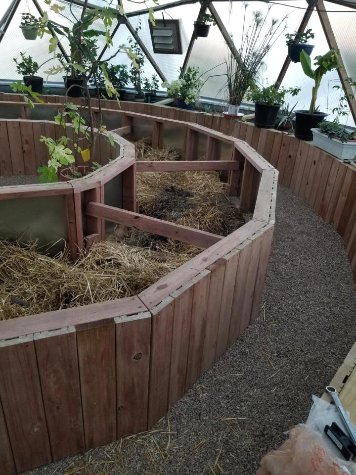 raised bed construction in Probst dome