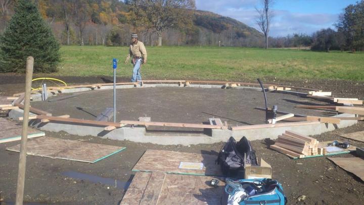 Preparing Insulated Concrete Forms for a 26' Growing Dome Geothermal Greenhouse