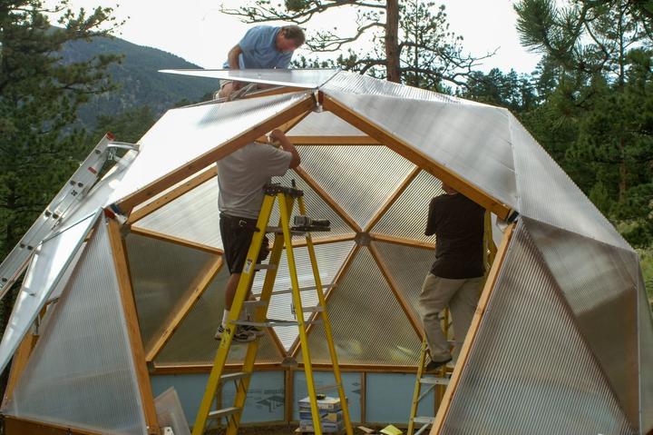assembling geodesic greenhouse vents
