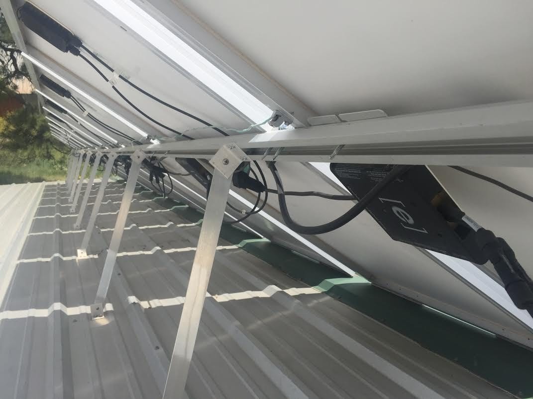 solar power array on a metal roof